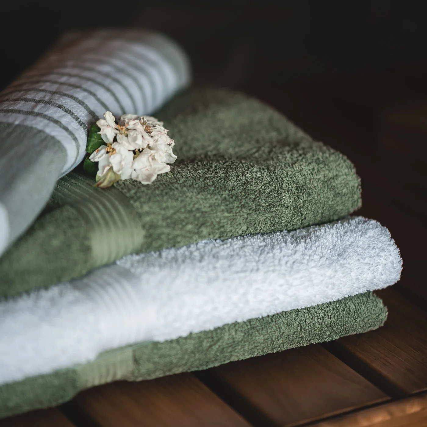 Soft towels and fresh flowers for your time on board