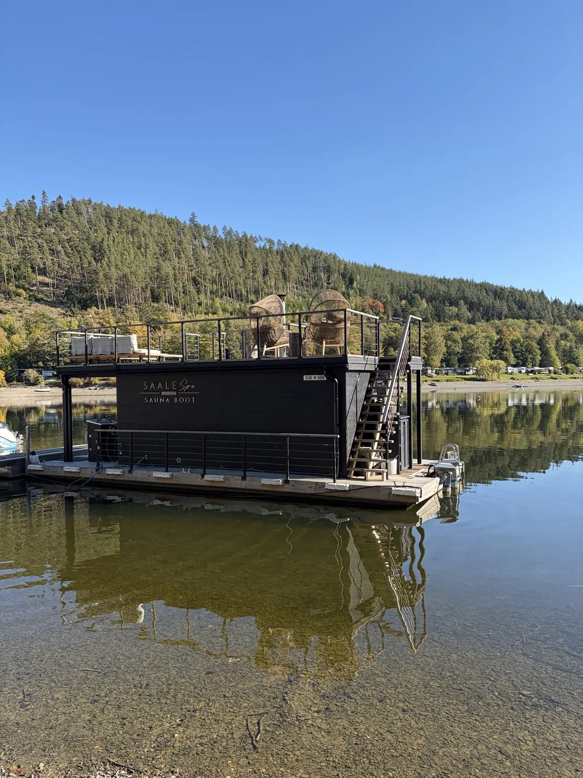 Das Saunaboot an der Portenschmiede am Hohenwartestausee